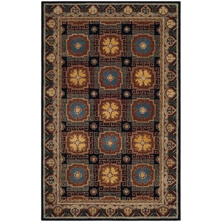 SAFAVIEH Heritage Hand Tufted Rectangle RugNavy & Orange 4 x 6 ft. HG742N-4